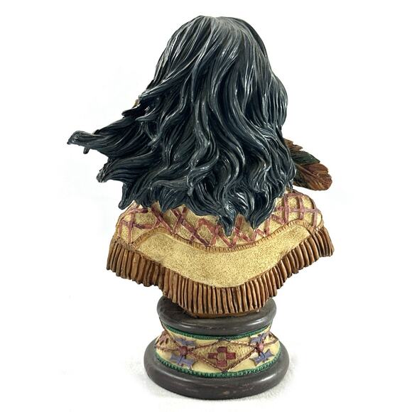 Native American Warrior And Woman Small Bust Statues Resin Apprx 7” - Picture 9 of 10